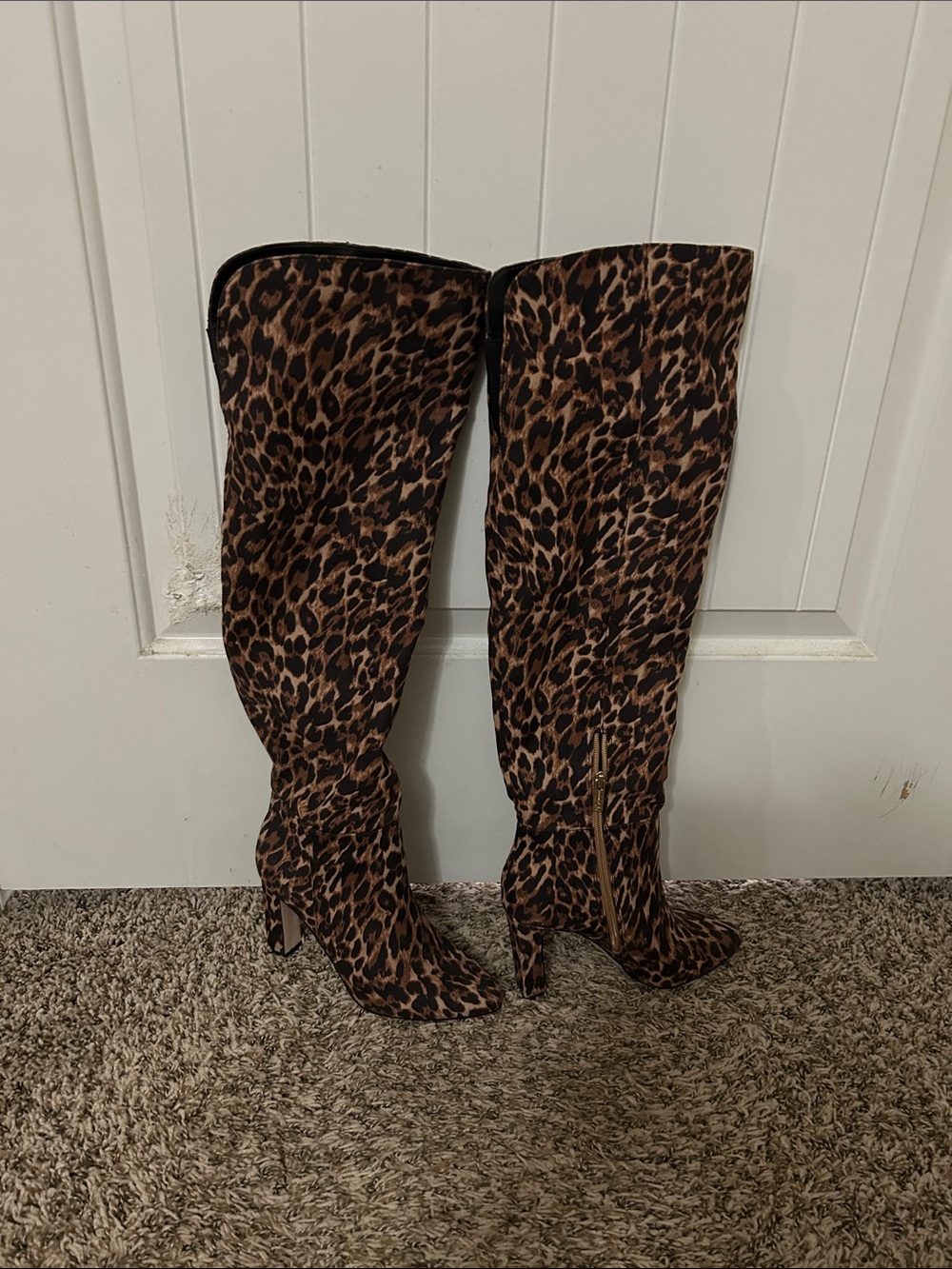 Jessica Simpson Leopard Over-The-Knee Boots - Brown & Black